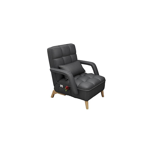 Accent Chair Living Room Chair Recliner Chair Contemporary Lounge Sofa Chair Lazy Chair Extra-Thick Upholstered Seat with Armrests Side Pocket PU Leather (Black)