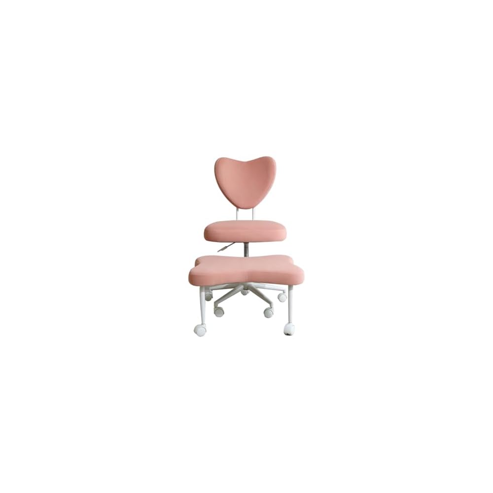 Cross Legged Office Chair, Velvet Ergonomic Criss Cross Chair with Wheels with Adjustable Height and Back Support for Yoga & ADHD, Wide Kneeling Chair, Home and Office,Yoga Chair, Pink