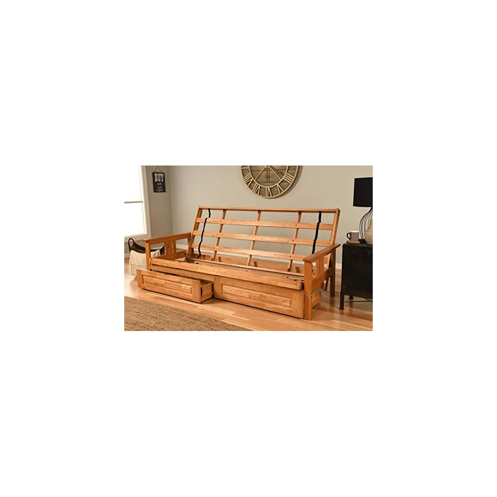 Kodiak Furniture Monterey Queen-size Futon Frame, Storage Drawers, Butternut Finish