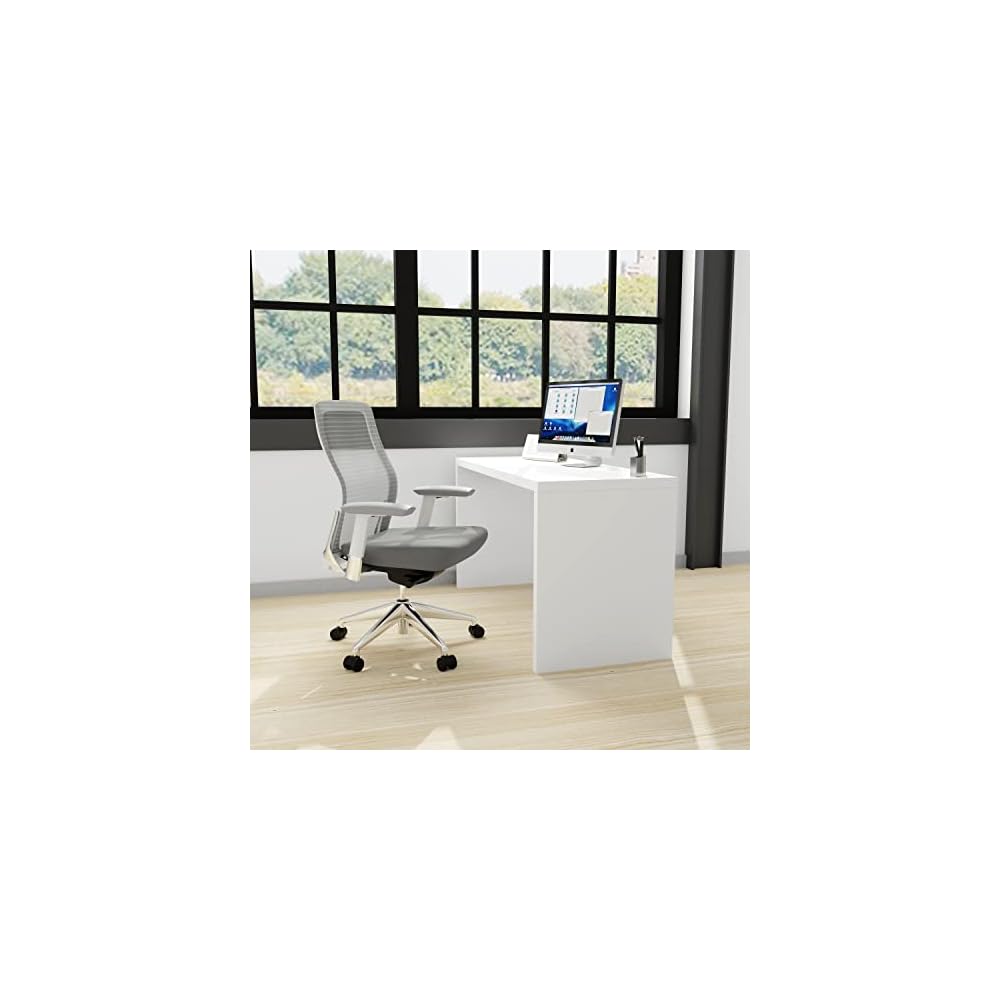 Euro Style Eon Office Chair | Modern Ergonomic Executive Style | Breathable Mesh Back, Padded Seat | 360° Swivel, Tilt with Tension Control, Lumbar Support, Seat Slider, Adjustable Arms | Grey