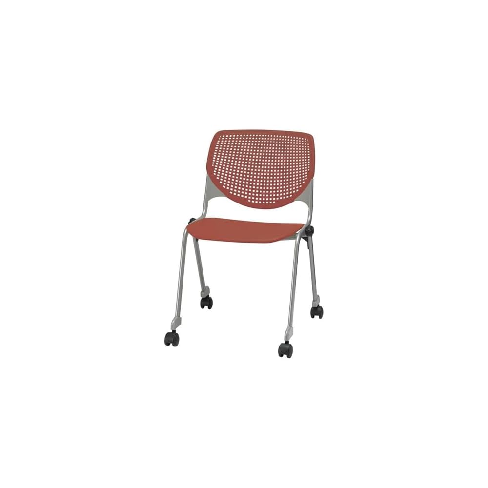 KFI Seating Kool Series Polypropylene Stack Chair with Perforated Back, Burgundy Finish