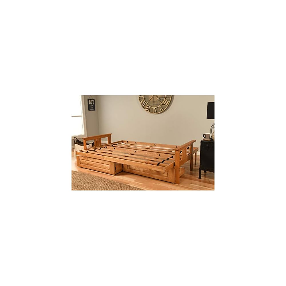 Kodiak Furniture Monterey Queen-size Futon Frame, Storage Drawers, Butternut Finish