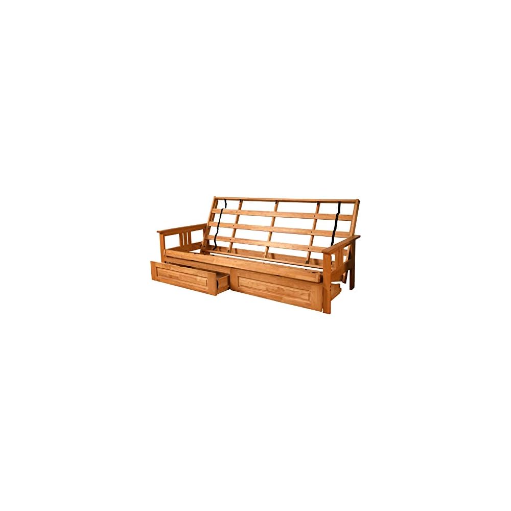 Kodiak Furniture Monterey Queen-size Futon Frame, Storage Drawers, Butternut Finish
