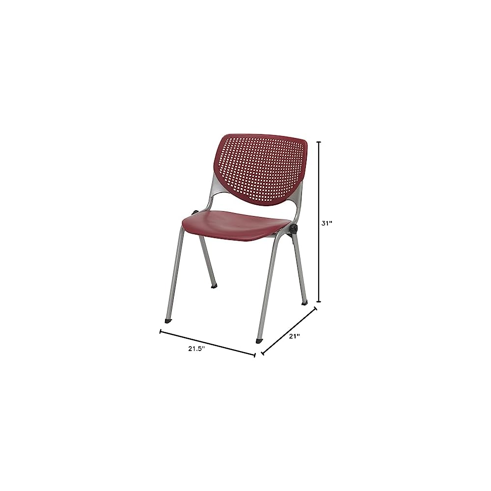 KFI Seating Kool Series Polypropylene Stack Chair with Perforated Back, Burgundy Finish