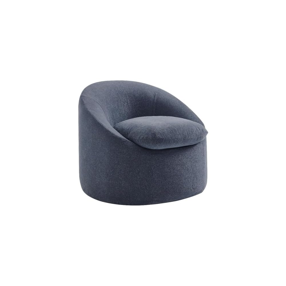Modway Sadie Linen-Blend Slipcovered Round Armchair in Cocoa – Upholstered Fabric Barrel Accent Chair with Removable Down Blend Seat Cushion