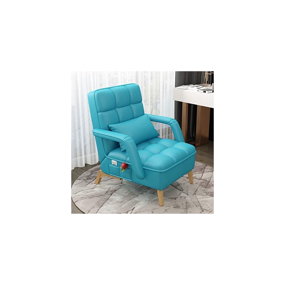 Accent Chair Living Room Chair Recliner Chair Contemporary Lounge Sofa Chair Lazy Chair Extra-Thick Upholstered Seat with Armrests Side Pocket PU Leather (Black)