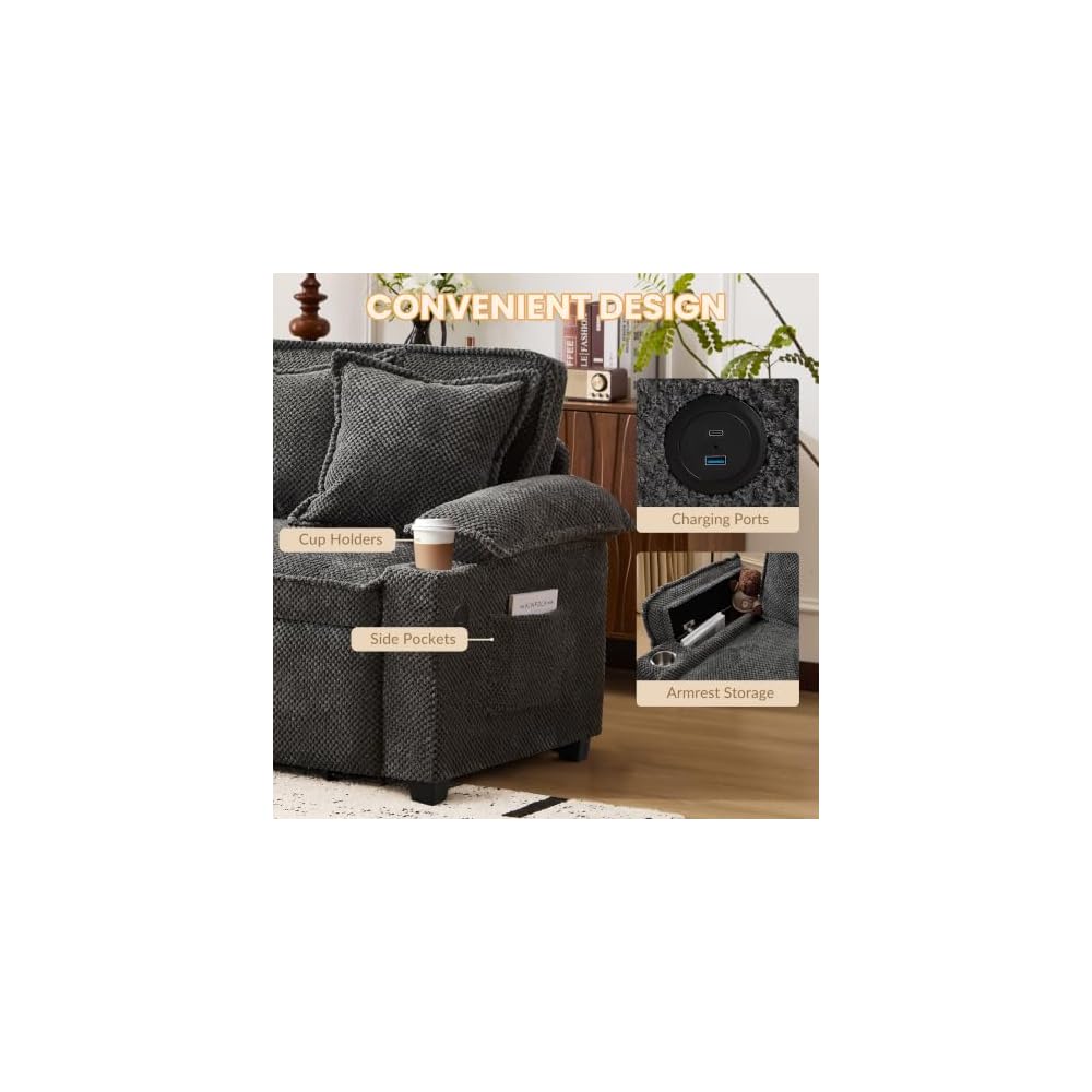 SUNWAVE 90" King Size Pull Out Sofa Bed, 3-in-1 Sleeper Sofa Bed Couch