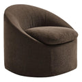 Modway Sadie Linen-Blend Slipcovered Round Armchair in Cocoa – Upholstered Fabric Barrel Accent Chair with Removable Down Blend Seat Cushion